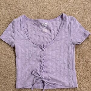SO Women's Lavender Lace-Up Crop Top
